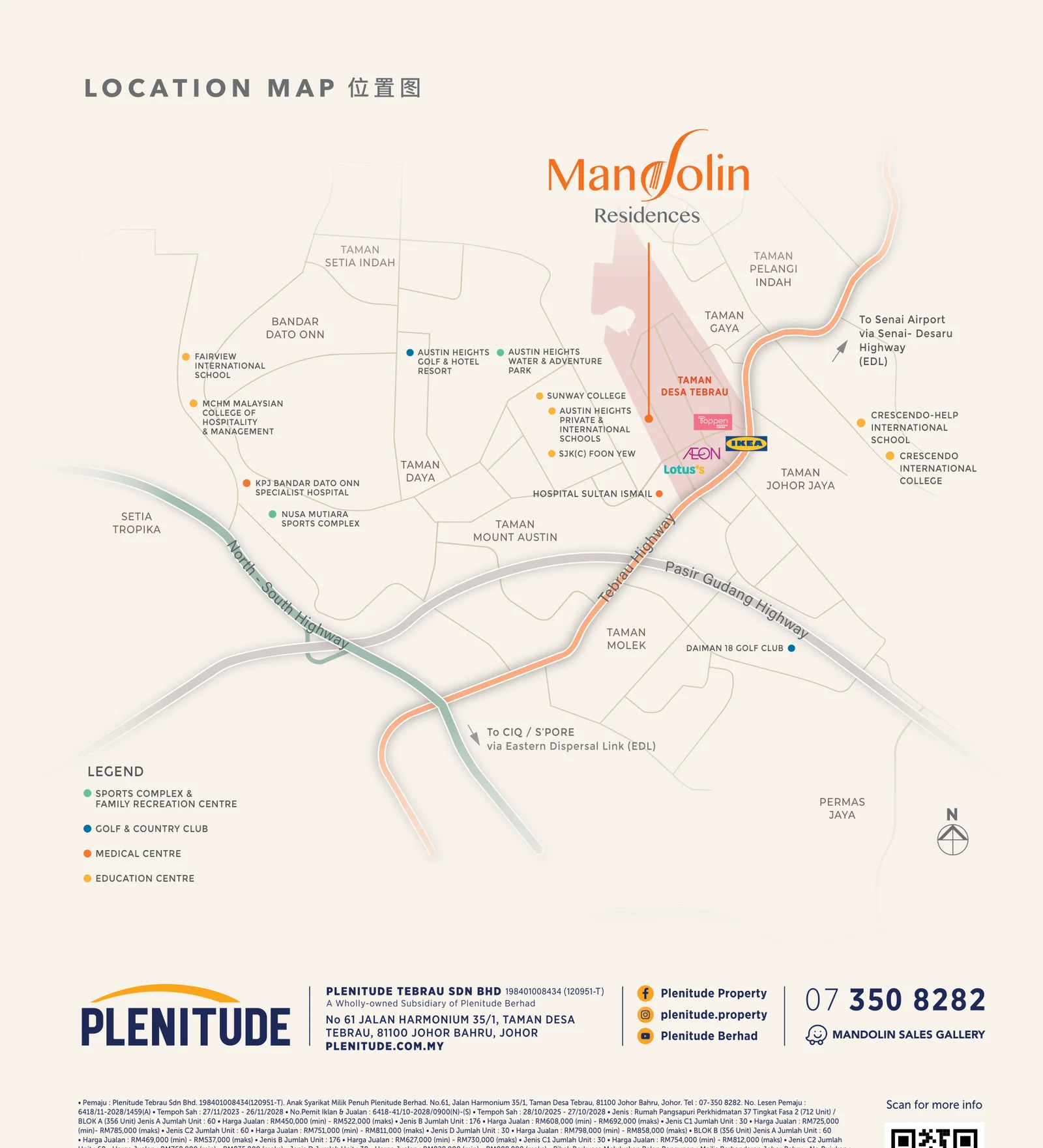 Mandolin Residences location map, Taman Desa Tebrau, Johor Bahru
